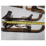 3 Sets of Early Primitive Antique Wooden Ice Skates