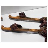 3 Sets of Early Primitive Antique Wooden Ice Skates