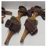 3 Sets of Early Primitive Antique Wooden Ice Skates