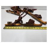 3 Sets of Early Primitive Antique Wooden Ice Skates