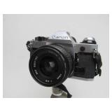 Estate Lot of 2 Nice Vintage Film Cameras - Minolta & Canon w/Tripod