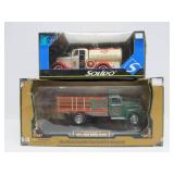 2 Diecast Metal Advertising Trucks - Texaco & Menards