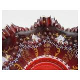 Exceptional Antique Victorian Glass Wedding Basket w/Original Ornate Stand