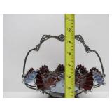 Exceptional Antique Victorian Glass Wedding Basket w/Original Ornate Stand