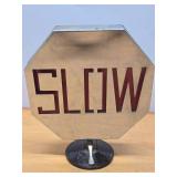 Very Cool Vintage Lighted Chrome SLOW - DANGER Sign