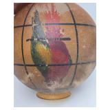 Antique Art Nouveau Hanging Glass Globe Light Fixture w/Hand Painted Parrot