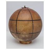 Antique Art Nouveau Hanging Glass Globe Light Fixture w/Hand Painted Parrot