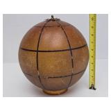 Antique Art Nouveau Hanging Glass Globe Light Fixture w/Hand Painted Parrot