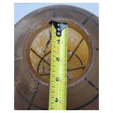 Antique Art Nouveau Hanging Glass Globe Light Fixture w/Hand Painted Parrot