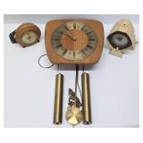Lot of 3 Vintage Clocks Including Nice Mid Century BRIXON Wall Clock