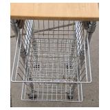 Rolling Chrome Table w/Drawers & Wood Top