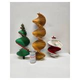 Lot of 3 Unused Wooden Spiral Hanging Wind Sculptures