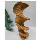 Lot of 3 Unused Wooden Spiral Hanging Wind Sculptures