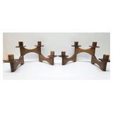 Great Looking Mid Century Danish Modern Teak Wood Swivel Candle Stands