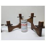 Great Looking Mid Century Danish Modern Teak Wood Swivel Candle Stands