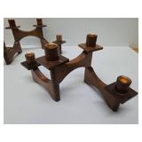 Great Looking Mid Century Danish Modern Teak Wood Swivel Candle Stands