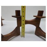Great Looking Mid Century Danish Modern Teak Wood Swivel Candle Stands