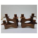 Great Looking Mid Century Danish Modern Teak Wood Swivel Candle Stands