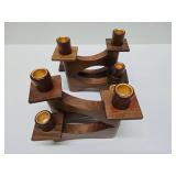 Great Looking Mid Century Danish Modern Teak Wood Swivel Candle Stands