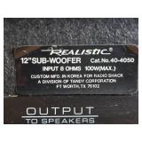 Working Vintage REALISTIC 12" Subwoofer