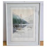 Framed Signed Numbered Shoreline Scene w/Sailboat - "Cove"