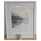 Framed Signed Numbered Shoreline Scene w/Sailboat - "Cove"
