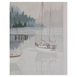 Framed Signed Numbered Shoreline Scene w/Sailboat - "Cove"