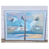 Excellent 2-Section Framed Signed Diptych Print - "Pathfinders"