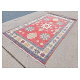 Hand Knotted Vintage Kazak Design Wood Pile Rug