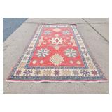 Hand Knotted Vintage Kazak Design Wood Pile Rug