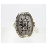 Vintage Deco Genuine 14K White Gold Hafis Swiss Made Ring Watch