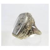Vintage Deco Genuine 14K White Gold Hafis Swiss Made Ring Watch