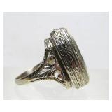 Vintage Deco Genuine 14K White Gold Hafis Swiss Made Ring Watch