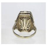 Vintage Deco Genuine 14K White Gold Hafis Swiss Made Ring Watch