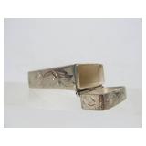 Ornate Antique Etched Sterling Silver Match Holder