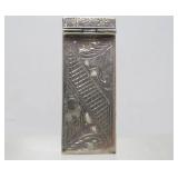 Ornate Antique Etched Sterling Silver Match Holder