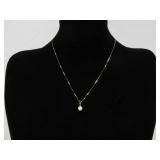14K Solid Gold Necklace w/Pearl & Small Diamond