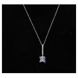 10K White Gold Necklace w/Tanzanite & 10K Gold Pendant