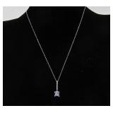 10K White Gold Necklace w/Tanzanite & 10K Gold Pendant