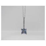 10K White Gold Necklace w/Tanzanite & 10K Gold Pendant