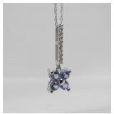 10K White Gold Necklace w/Tanzanite & 10K Gold Pendant