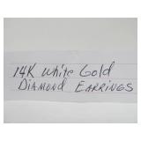 14K White Gold & Diamond Earrings