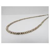 Long Vintage Sterling Silver Round Beaded Necklace