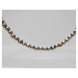 Long Vintage Sterling Silver Round Beaded Necklace