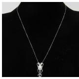 18K White Gold Heart Pendant Necklace w/Pearl