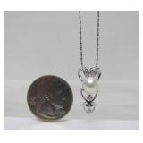 18K White Gold Heart Pendant Necklace w/Pearl