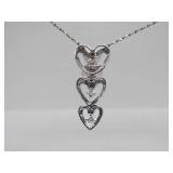 18K White Gold Heart Pendant Necklace w/Pearl