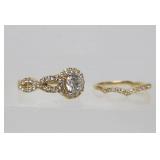 14K Gold & 1 Carat (Lab Created) FVS1 Diamond Wedding Ring & Band Set