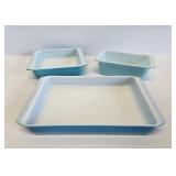 3 Piece Set of Vintage Blue PYREX Baking Dishes