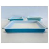 3 Piece Set of Vintage Blue PYREX Baking Dishes